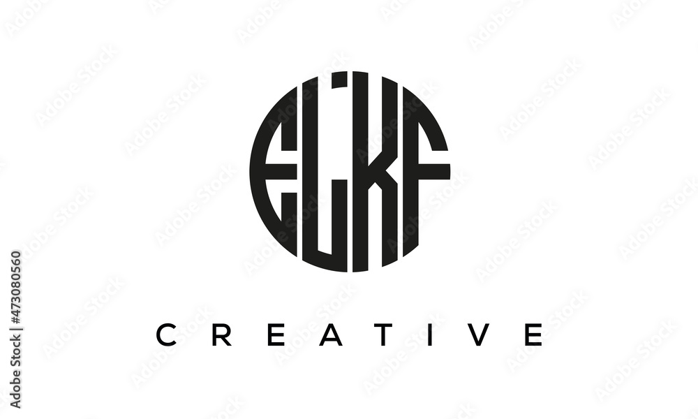 Letters ELKF creative circle logo design vector, 4 letters logo