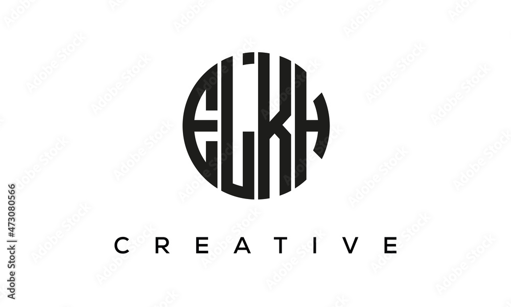 Letters ELKH creative circle logo design vector, 4 letters logo