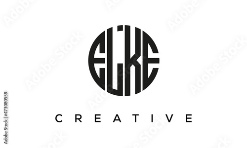 Letters ELKE creative circle logo design vector, 4 letters logo