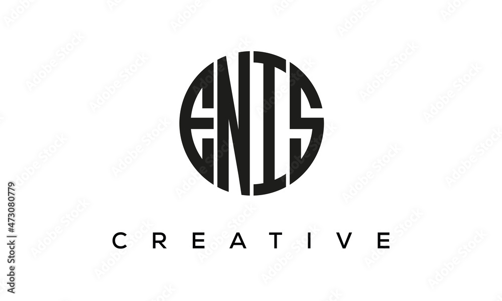Letters ENIS creative circle logo design vector, 4 letters logo