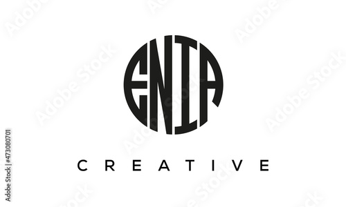 Letters ENIA creative circle logo design vector, 4 letters logo photo