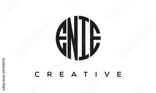 Letters ENIE creative circle logo design vector, 4 letters logo photo