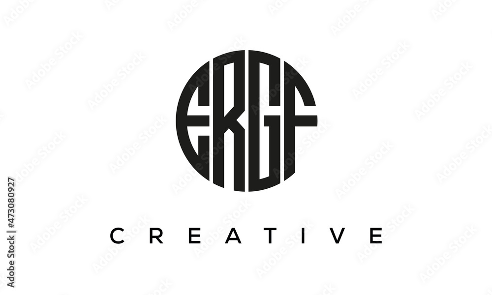 Letters ERGF creative circle logo design vector, 4 letters logo