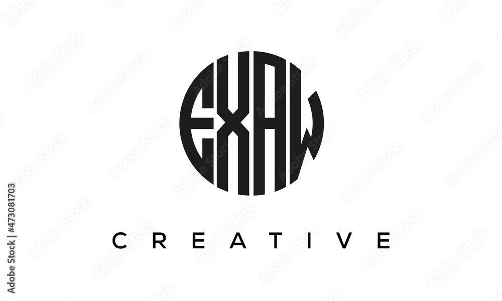 Letters EXAW creative circle logo design vector, 4 letters logo Letters EXAW creative circle logo design vector, 4 letters logo