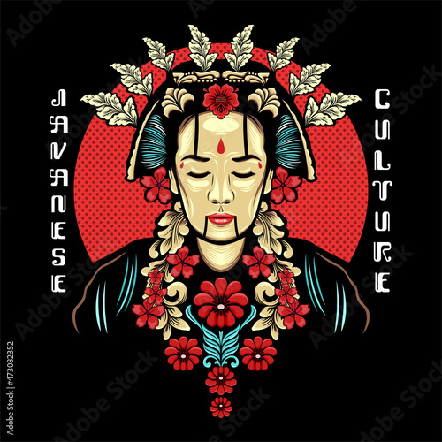 Canvas Print javanese woman vector illustration