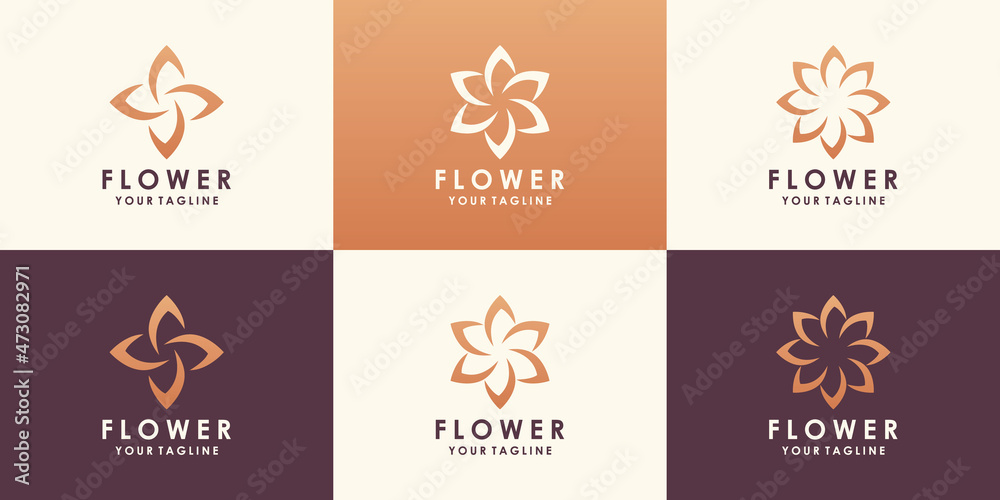 flower lotus vector logo design. Linear universal leaf floral logo flower lotus vector logo design. Linear universal leaf floral logo