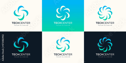 Swoosh Spinning Whirl Logo design Template or flower abstract element.