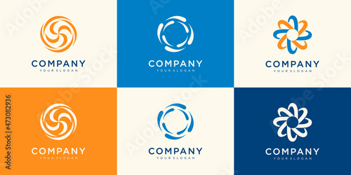 Collection of Spinning Whirl Logo Template.