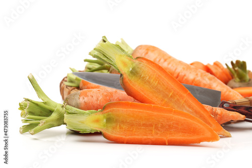 Carrot slices on white background 