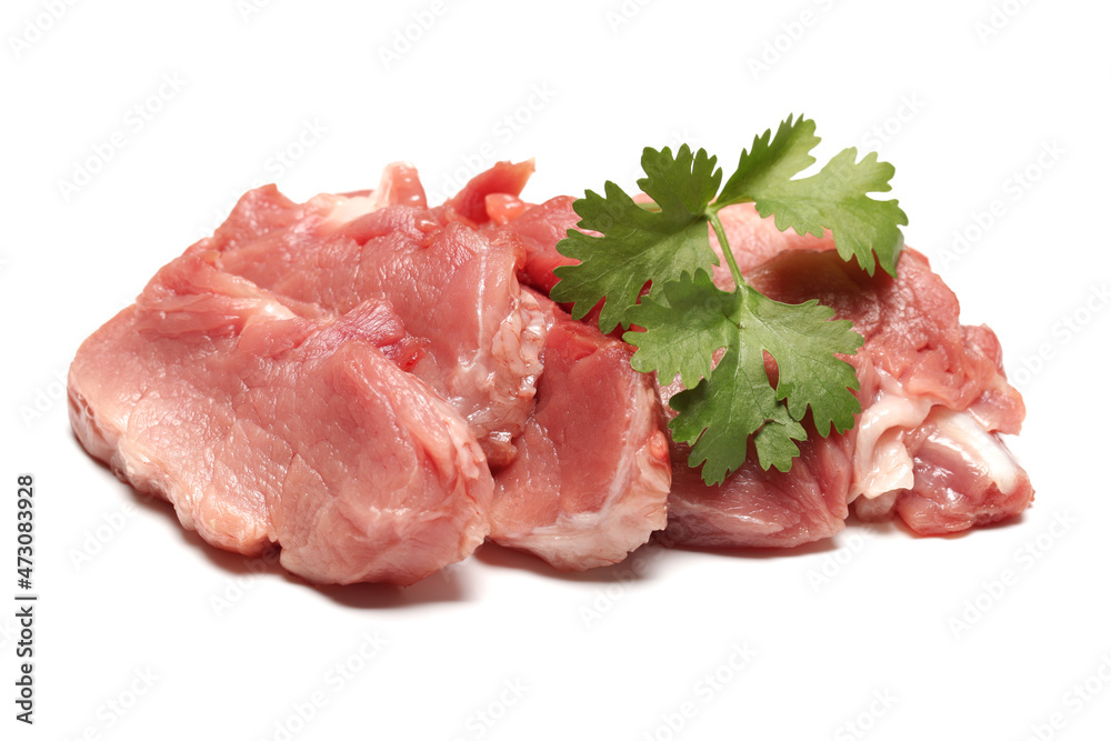 Fresh raw beef steak with rosemary isolated on white background Fresh raw beef steak with rosemary isolated on white background
