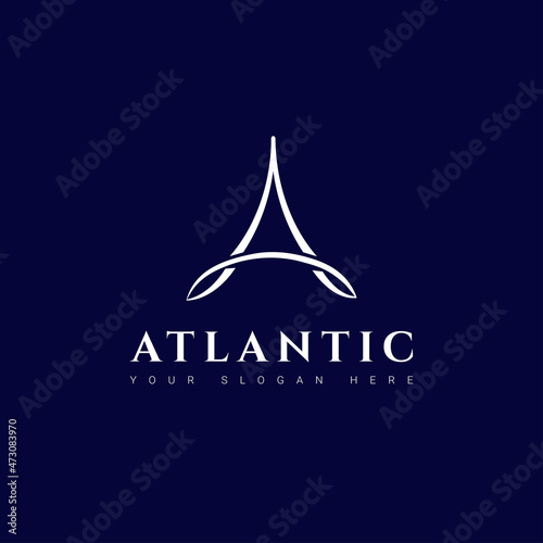 Letter A logo Design Concept. Atlantic Logo. Vector Illustration