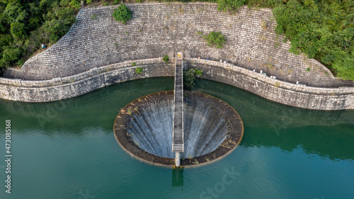 Photography 2021 Oct 27,Hong Kong Bell mouth overflow is located next to the main dam of Shi
