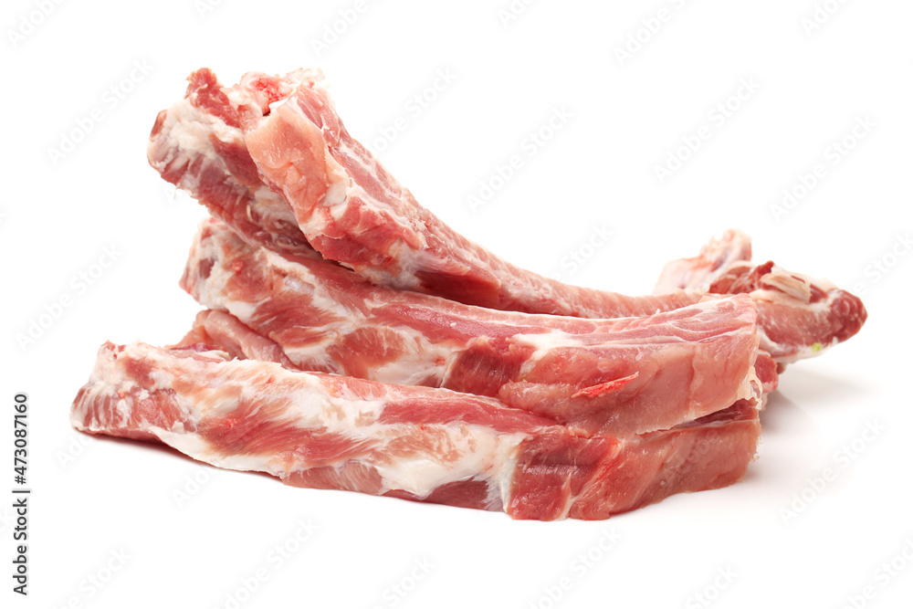 Raw Pork Ribs Isolated On White Background