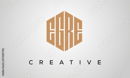 letters EGRE creative polygon hexagon logo victor template photo