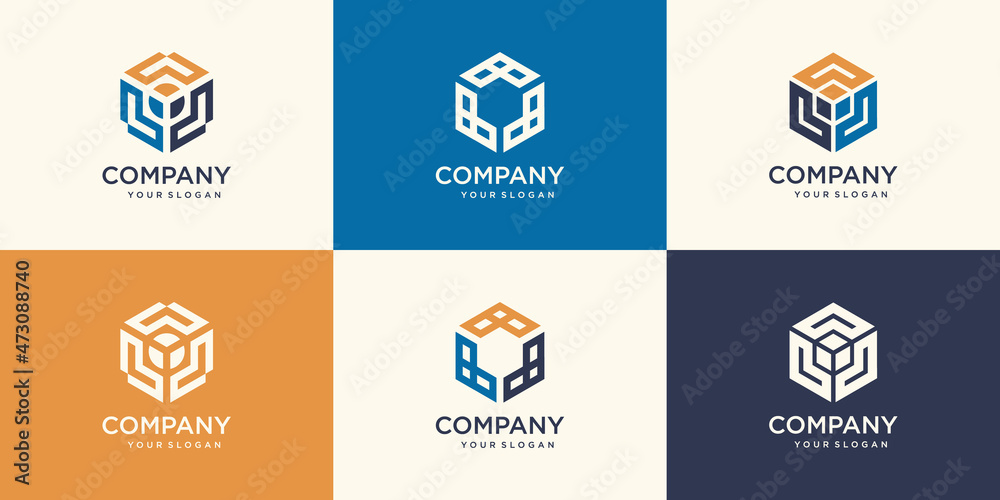 Set of hexagon minimalistic trendy shapes. Stylish vector logo emblems for Your design. Simple creative geometric signs collection. Set of hexagon minimalistic trendy shapes. Stylish vector logo emblems for Your design. Simple creative geometric signs collection.