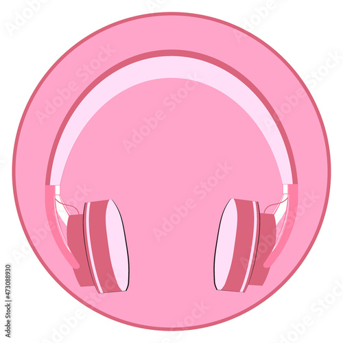 Illustration on a square background, square, tile - Headphones. Design element music, podcasts