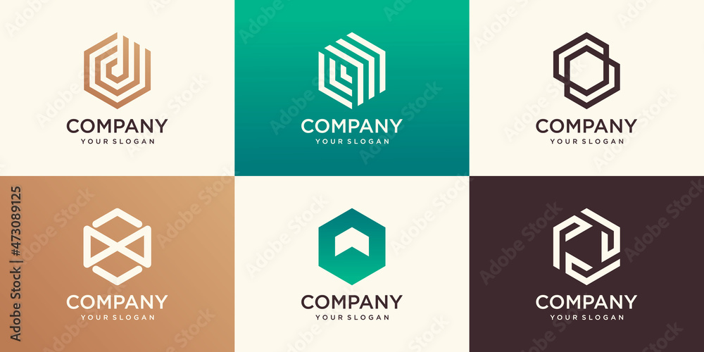 abstract Hexagon logo design with stripe concept, modern company business logo template abstract Hexagon logo design with stripe concept, modern company business logo template
