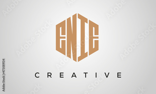 letters ENIE creative polygon hexagon logo victor template photo