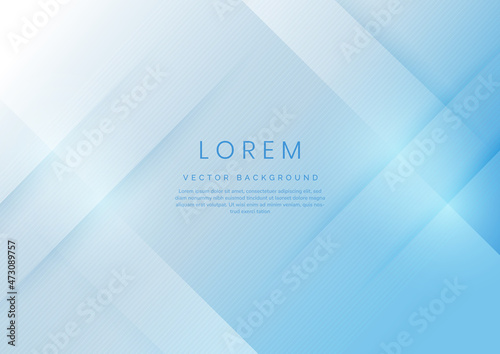 Abstract soft blue and white geometric diagonal overlay layer background.