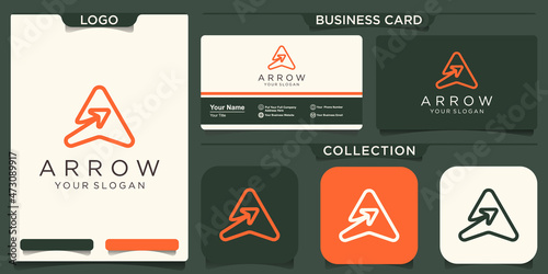 letter A with arrow inside Flat Vector Logo Design Template