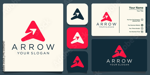 letter A with star inside Flat Vector Logo Design Template