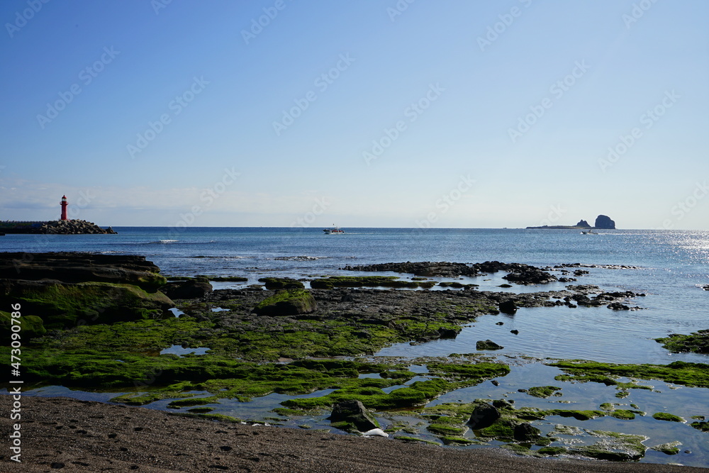 a beautiful seascape with an island a beautiful seascape with an island