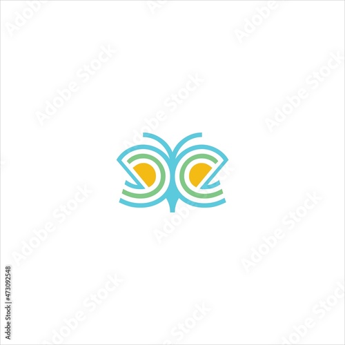Photography letter e logo vector template butterfly