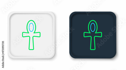 Line Cross ankh icon isolated on white background. Egyptian word for life or symbol of immortality. Colorful outline concept. Vector