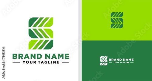 LETTER S LOGO MONOGRAM LEAF EDITABLE