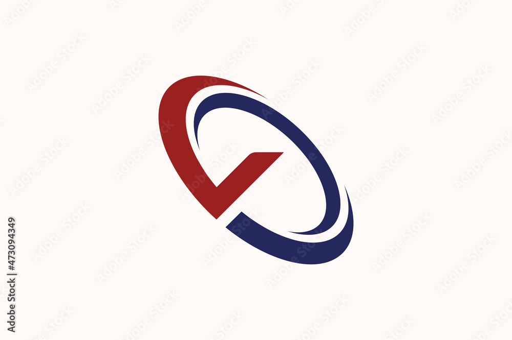 v Logo swoosh. Letter v with rings Design Vector Illustration Modern Icon. v Logo swoosh. Letter v with rings Design Vector Illustration Modern Icon.