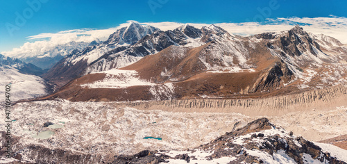 Mountain landscape and Nuptse mount glacier from Chukhung Ri view point Sagarmatha National Park, Nepal. photo