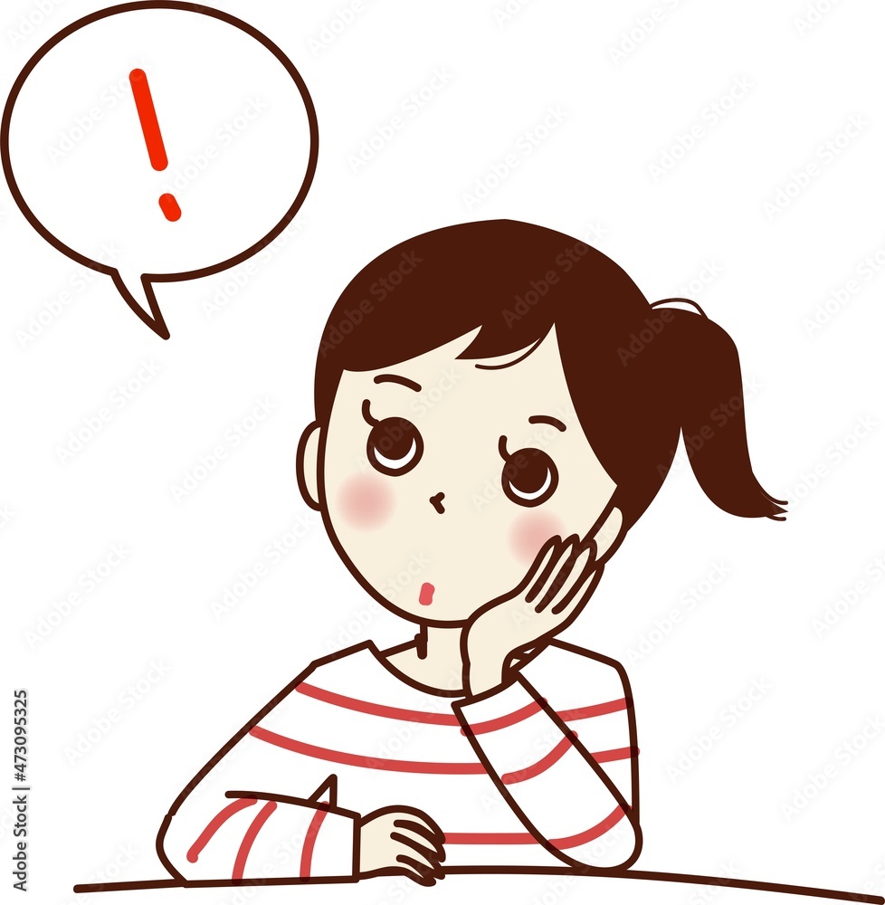 頬杖をつき、閃いた若い女性。 頬杖をつき、閃いた若い女性。