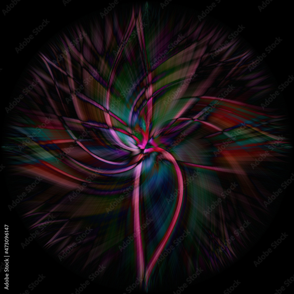 A 3D rendering of an abstract bright colorful spiral background