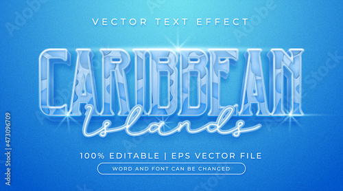 Caribbean islands text, editable text effect style