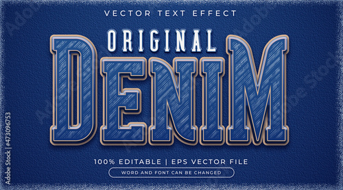 Denim text, glossy editable text effect style