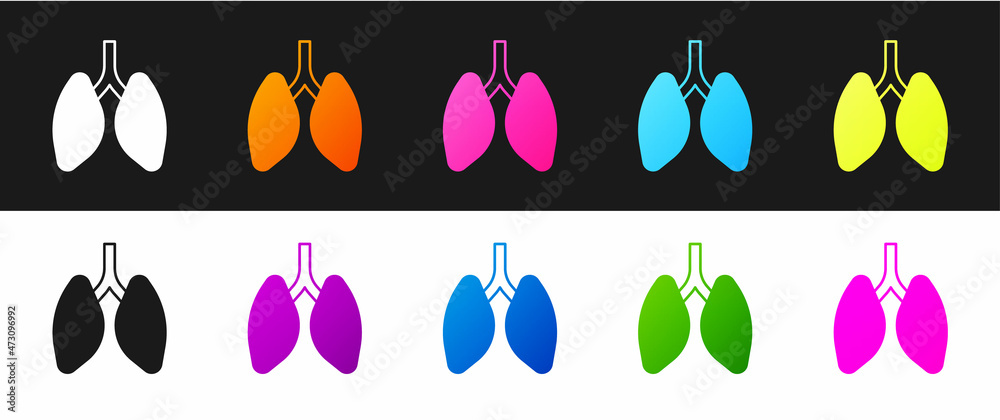 Set Lungs icon isolated on black and white background. Vector Set Lungs icon isolated on black and white background. Vector