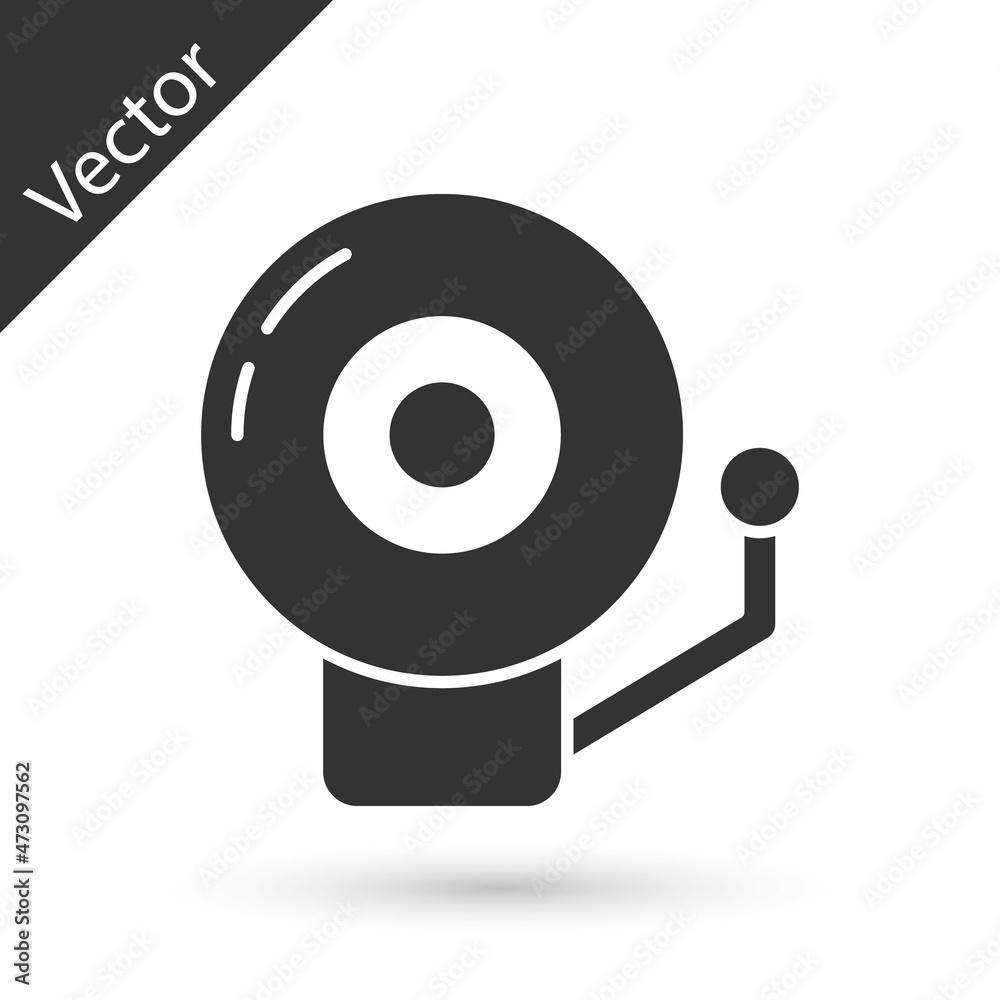 Grey Ringing alarm bell icon isolated on white background. Alarm symbol, service bell, handbell sign, notification symbol. Vector Grey Ringing alarm bell icon isolated on white background. Alarm symbol, service bell, handbell sign, notification symbol. Vector