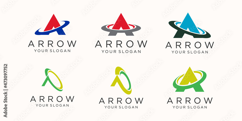 letter A with arrow logo icon set. letter A with arrow logo icon set.