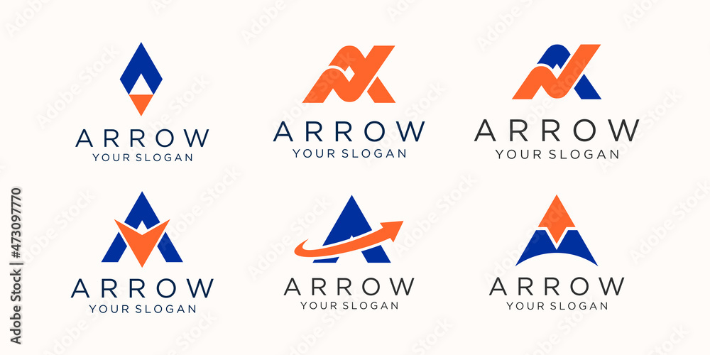 letter A with arrow logo icon set. letter A with arrow logo icon set.