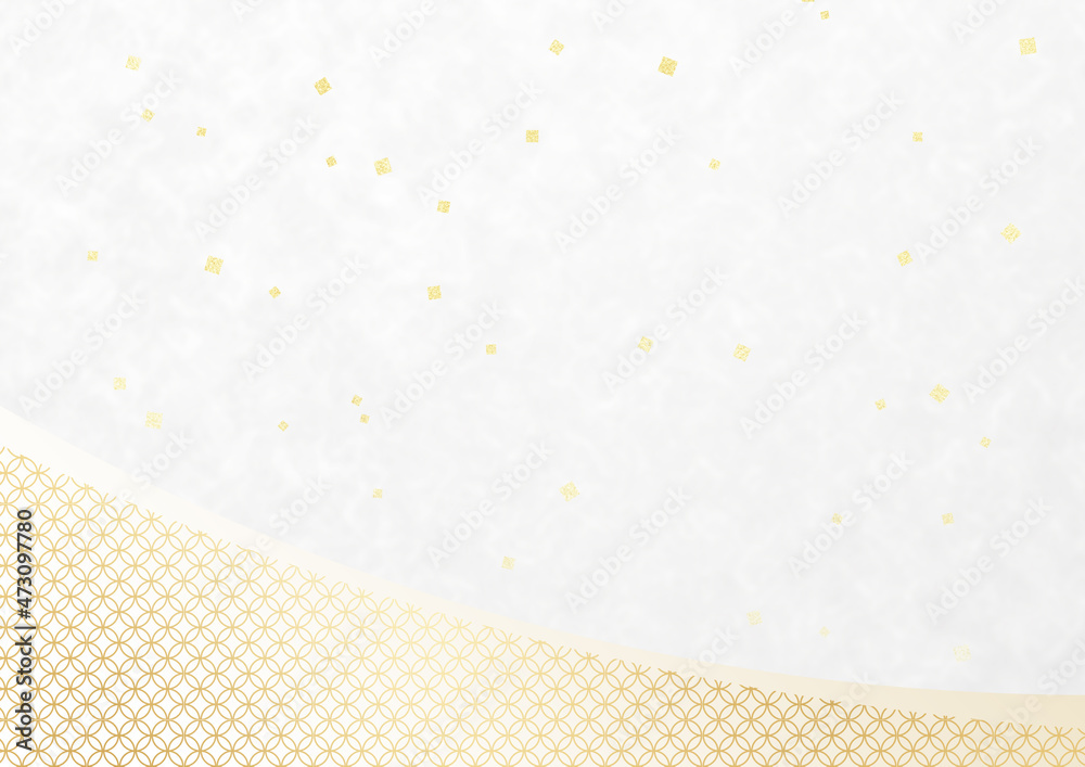 七宝柄の曲線と金箔 和風イラスト背景素材 金色 フレーム Stock Illustration Adobe Stock