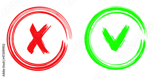 Free Download Tick and cross vector signs. Dry brush strokes, hand drawn - GFXLoad
