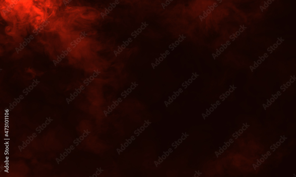 Abstract dark background. Red smoke. Science experiment concept. Premium image.
