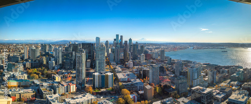 View from the Space Needle of the cityscape of Tacoma Downtown in Washington, United States © Jason