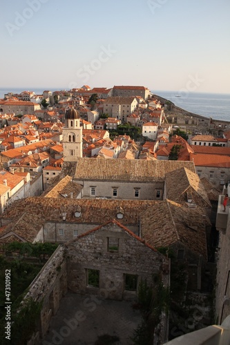 Panorama Dubrovnik Old Town roofs. Croatia, Europe.