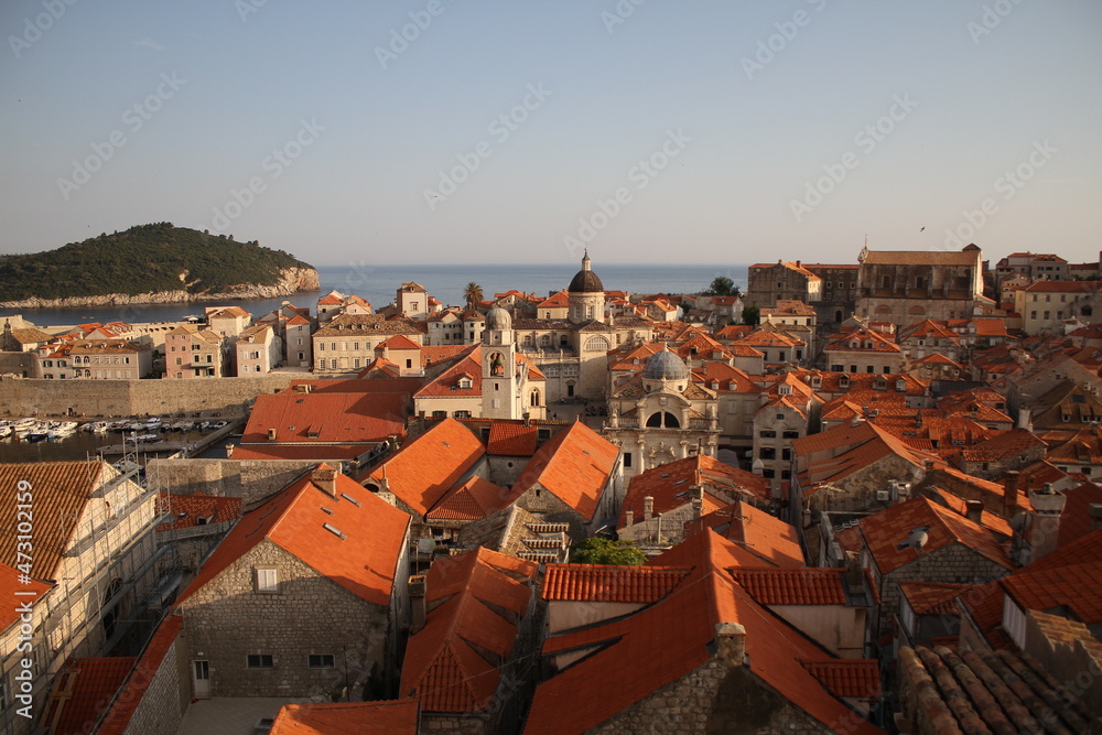 Panorama Dubrovnik Old Town roofs. Croatia, Europe.