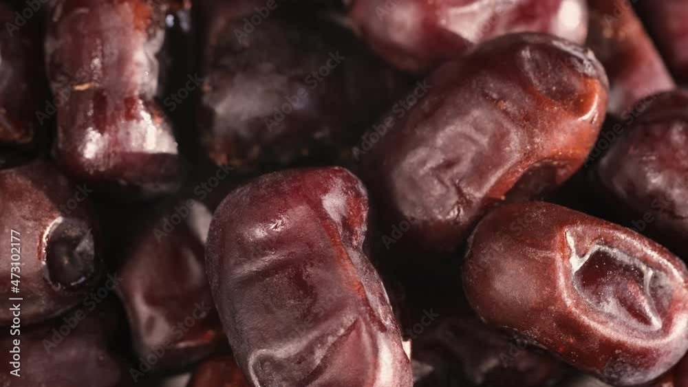 Fresh, tasty dates rotating slowly