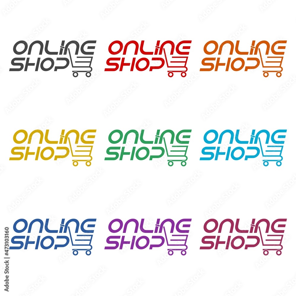 Obraz premium Online store icon isolated on white background, color set