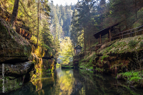 Famous small house in the Edmund's gorge in the Bohemian Switzerland 