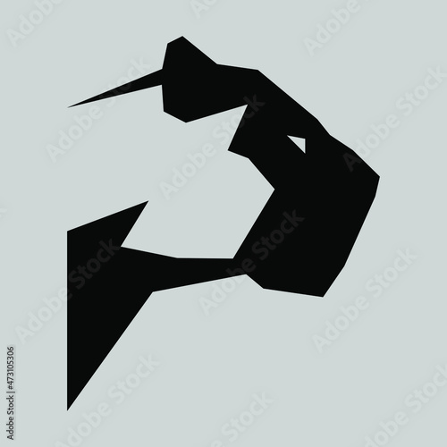 Black panther portrait side view symbol on gray backdrop. Design element