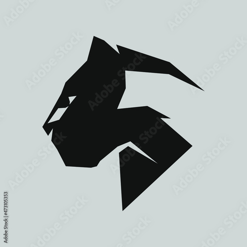 Black panther portrait side view symbol on gray backdrop. Design element